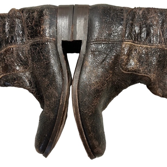 FRYE | Melissa Button Riding Boots in Chocolate Glaze Vintage Distressed 7.5 - Picture 7 of 16